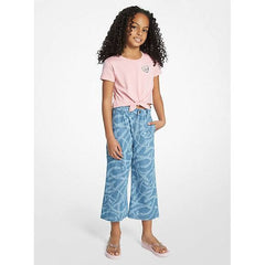 Chambray Denim Wide Leg Pants