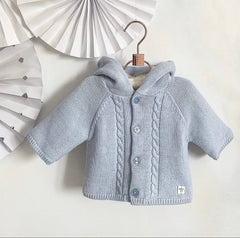 Pale Blue Cotton Knit Cardigan