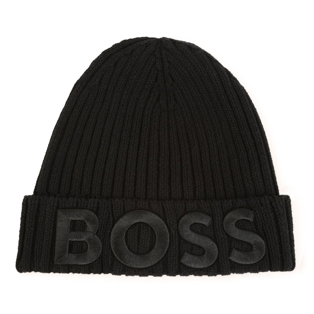 Embossed Logo Ribbed Beanie