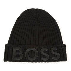 Embossed Logo Ribbed Beanie