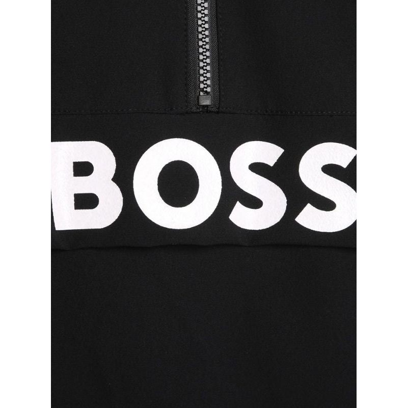 Logo Print Short Zip Hoodie