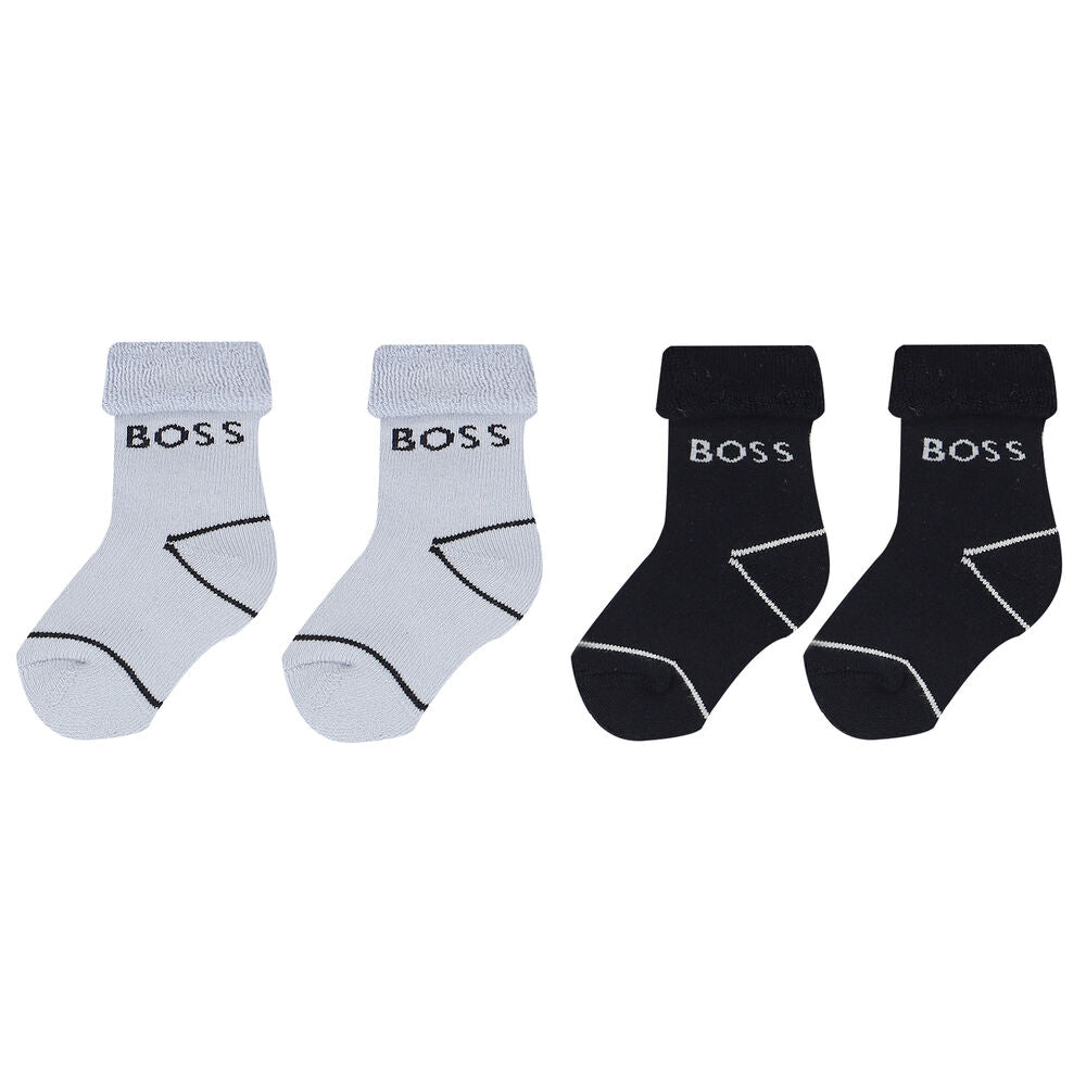 Logo Print Navy And Pale Blue Socks