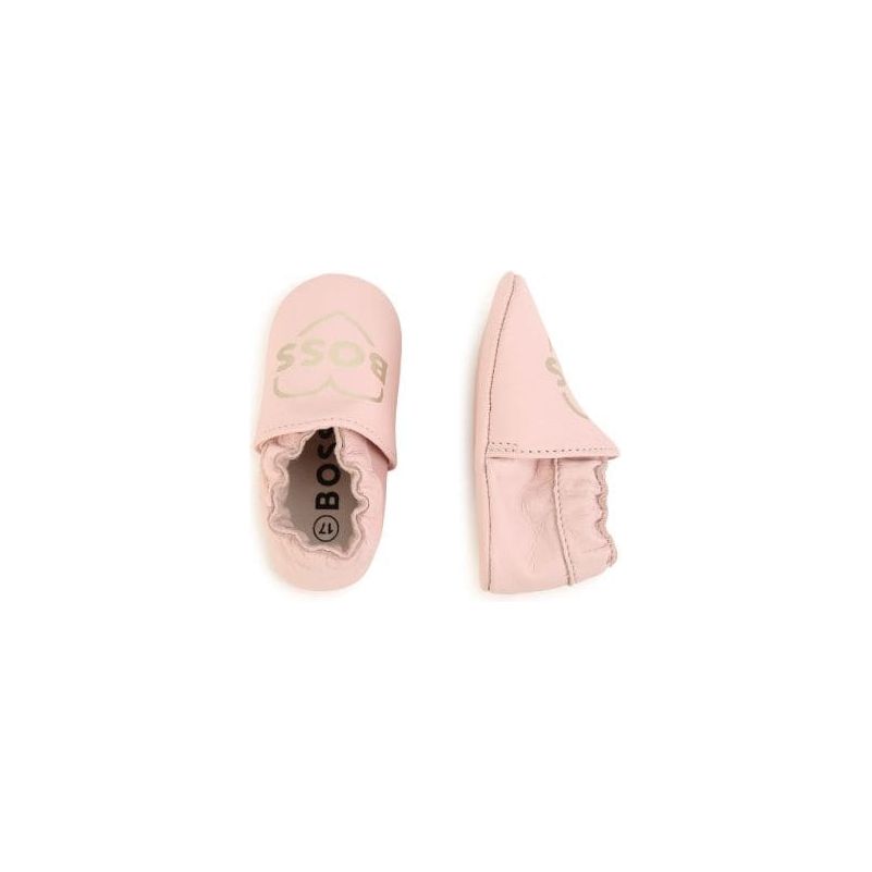 HEART PRINT LEATHER SLIPPERS