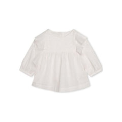 RUFFLED TRIM ORGANIC COTTON BLOUSE