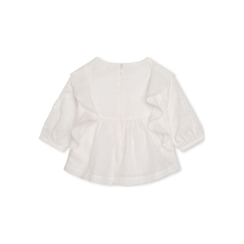 RUFFLED TRIM ORGANIC COTTON BLOUSE