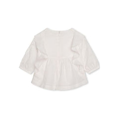 RUFFLED TRIM ORGANIC COTTON BLOUSE