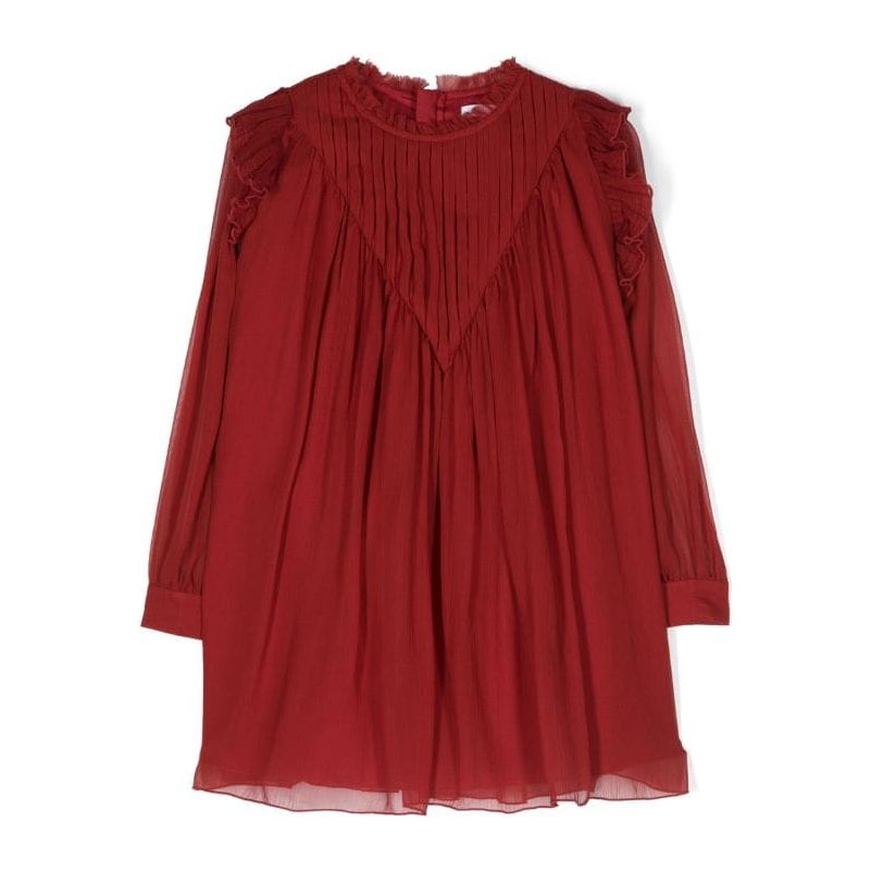 PLEATED SHIFT SILK DRESS