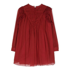 PLEATED SHIFT SILK DRESS