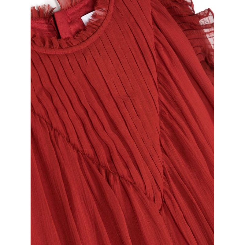 PLEATED SHIFT SILK DRESS