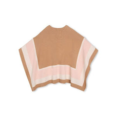 STRIPED ROUND NECK KNITTED CAPE