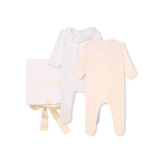 EMBROIDERED ORGANIC COTTON OVERALL SET OF TWO