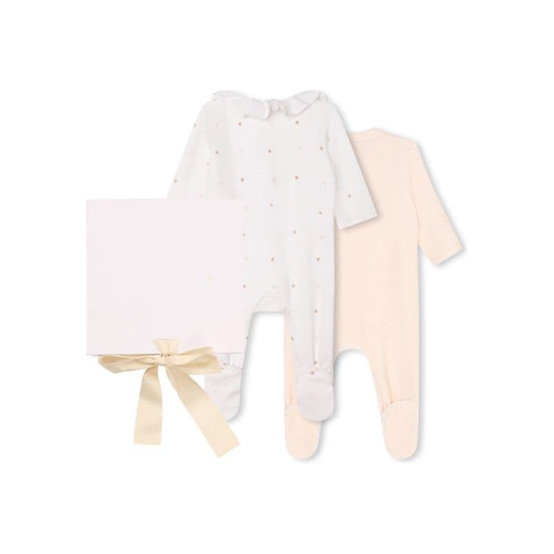 EMBROIDERED ORGANIC COTTON OVERALL SET OF TWO