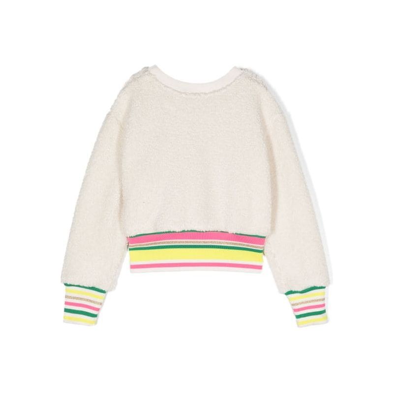 Embroidered Logo Faux Shearling Sweater