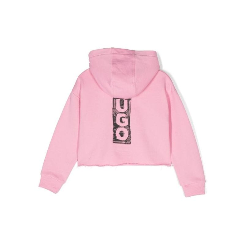 Logo Print Raw Cut Hoodie