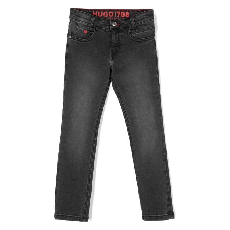 Straight Leg Logo Patch Jeans