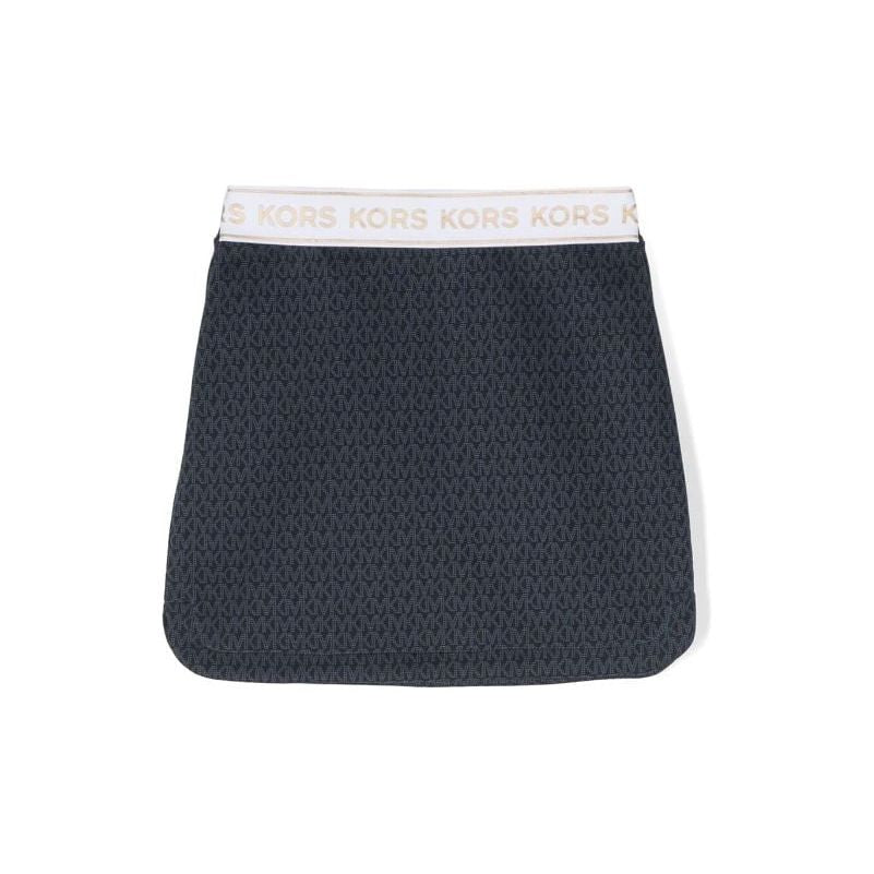 Monogram Pattern Elastic Waistband Skirt