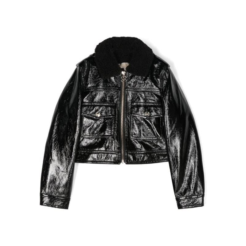 High Shine Faux Leather Zipped Jacket