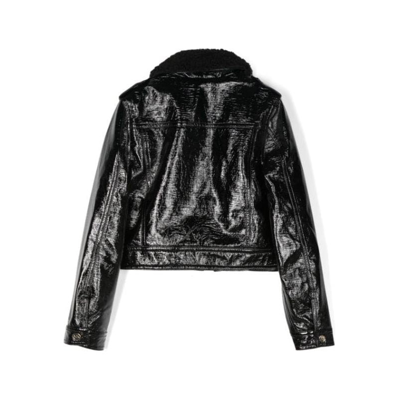 High Shine Faux Leather Zipped Jacket