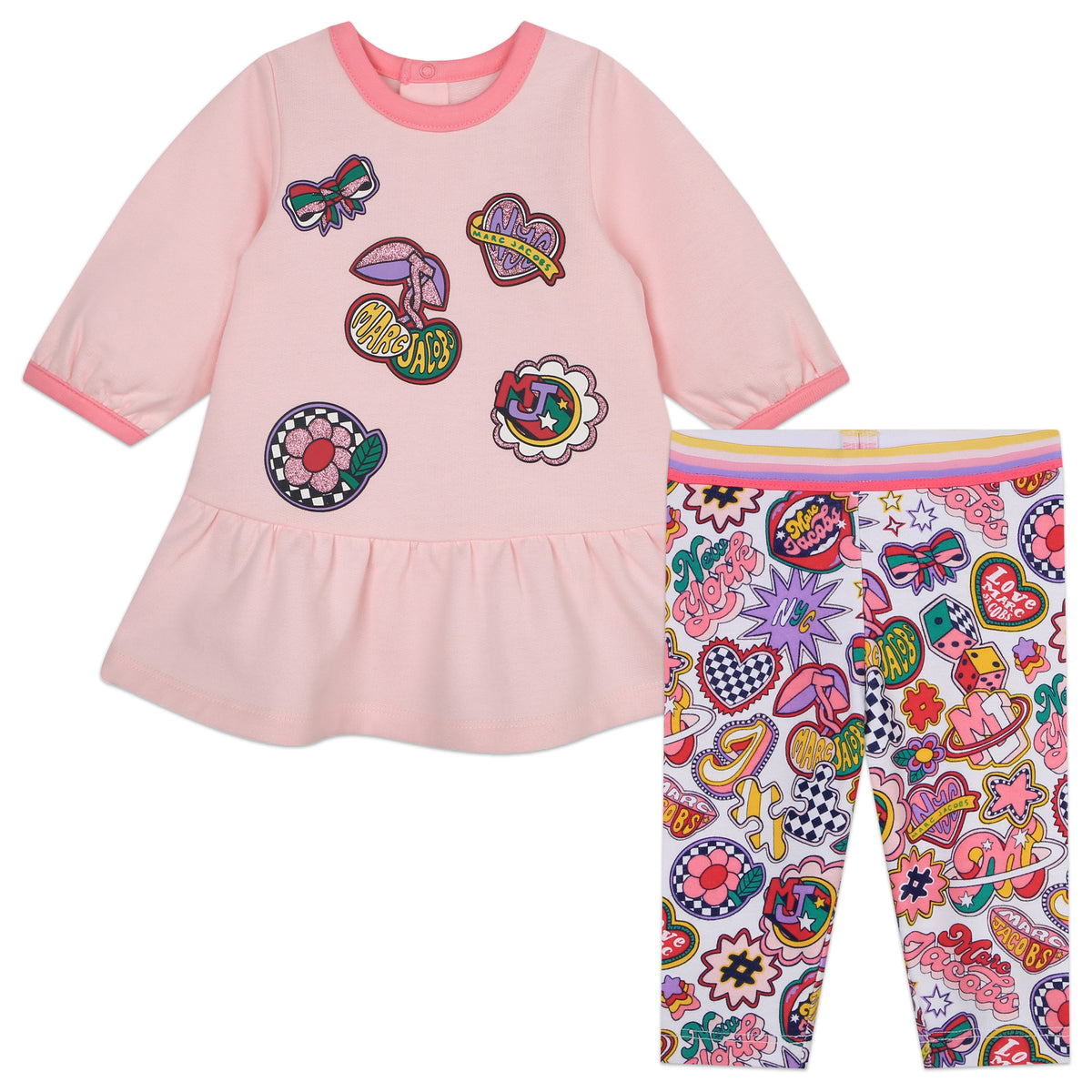 Badges Print Sweat Dress Set