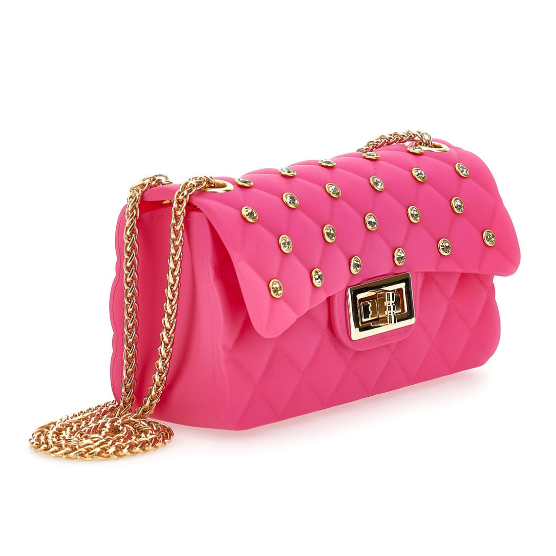 Rhinestone Embellished Quilted Shoulder Bag