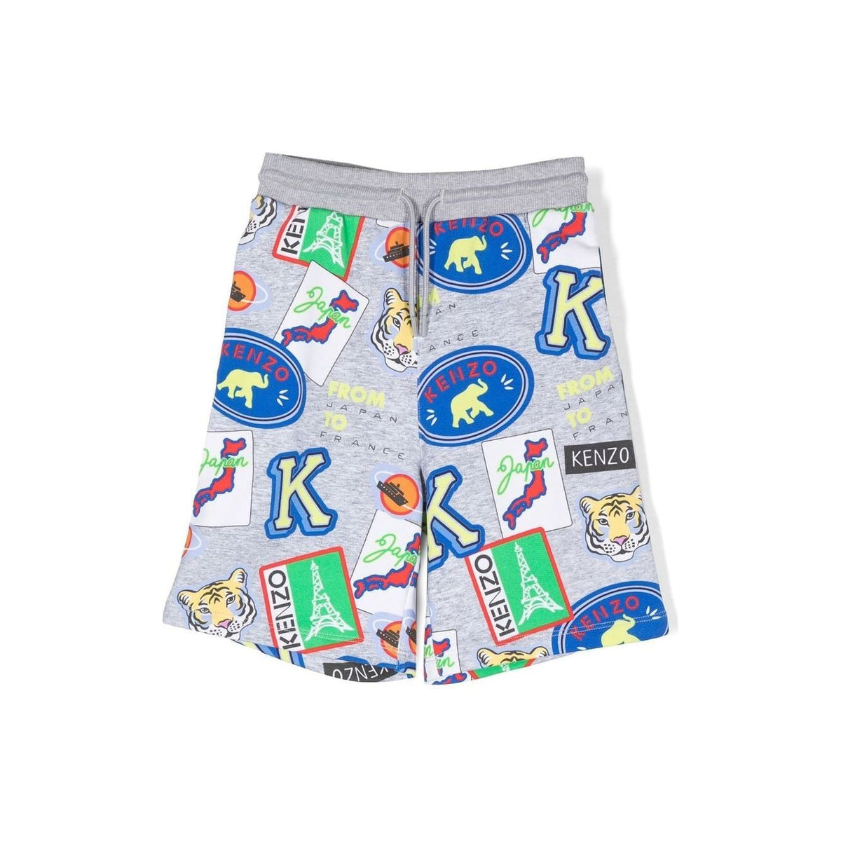 Sticker Print Side Stripe Shorts