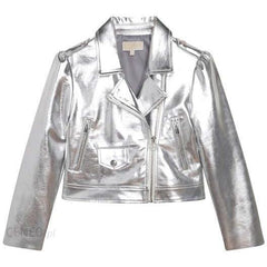 Metallic Faux Leather Moto Jacket