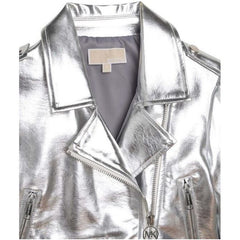 Metallic Faux Leather Moto Jacket