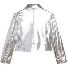 Metallic Faux Leather Moto Jacket