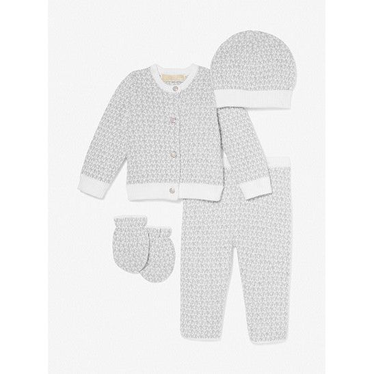 Logo Jacquard Cotton Four Piece Baby Set