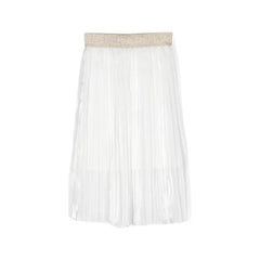 Pleated Voile Midi Skirt