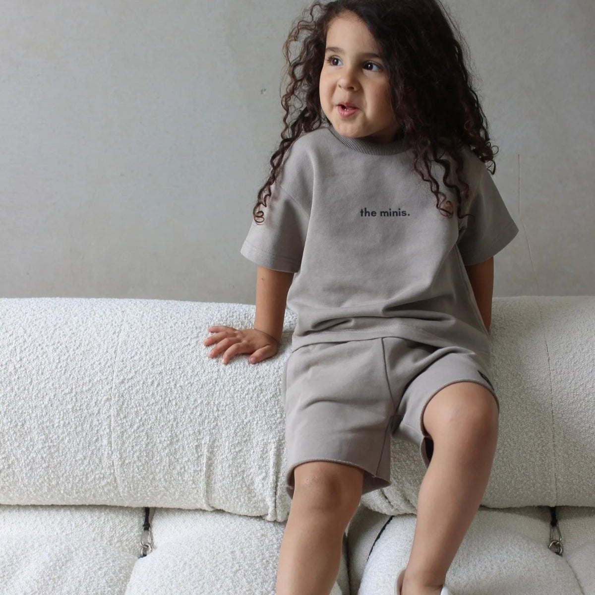 Ash Brown Over Sized Tee With Matching Distressed Shorts Set