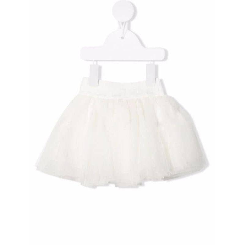 Logo Waistband Tulle Skirt - Ivory