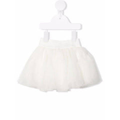 Logo Waistband Tulle Skirt - Ivory