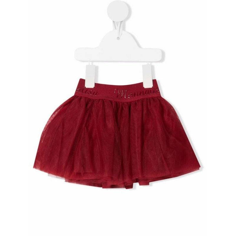 Logo Waistband Tulle Skirt - Red