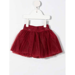 Logo Waistband Tulle Skirt - Red