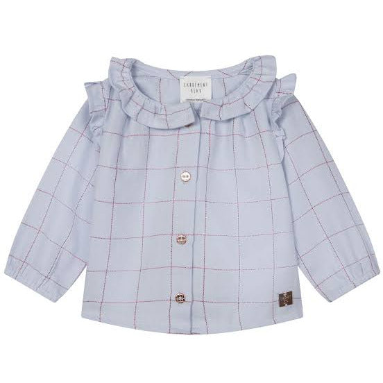 Checked Blouse With Ruffle