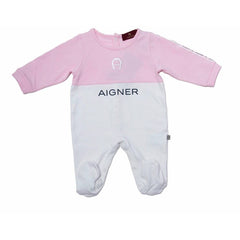 Baby Girl Pink & White Logo Overall