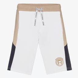 Logo Print White Shorts