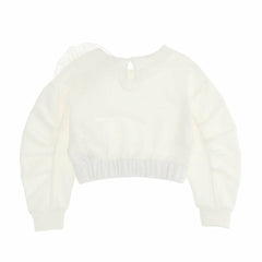 Ruffle Sleeves Cropped Sweater