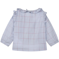 Checked Blouse With Ruffle