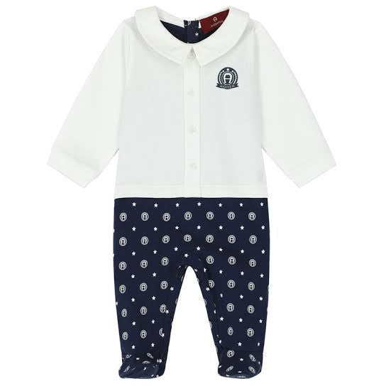 Logo Print Cotton Overall Set