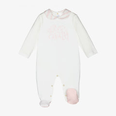 Ivory And Baby Pink Overall Set