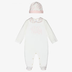 Ivory And Baby Pink Overall Set